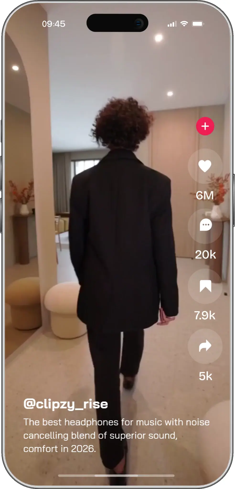 mobile -effect -background White, semi-transparent placeholders overlay the video where the user profile, caption, and interaction icons usually sit.